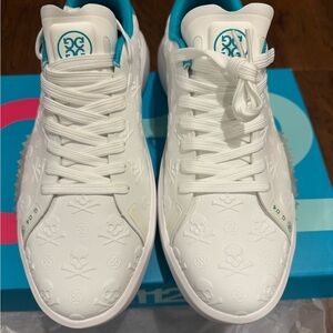 G/FORE White and Teal Sneakers